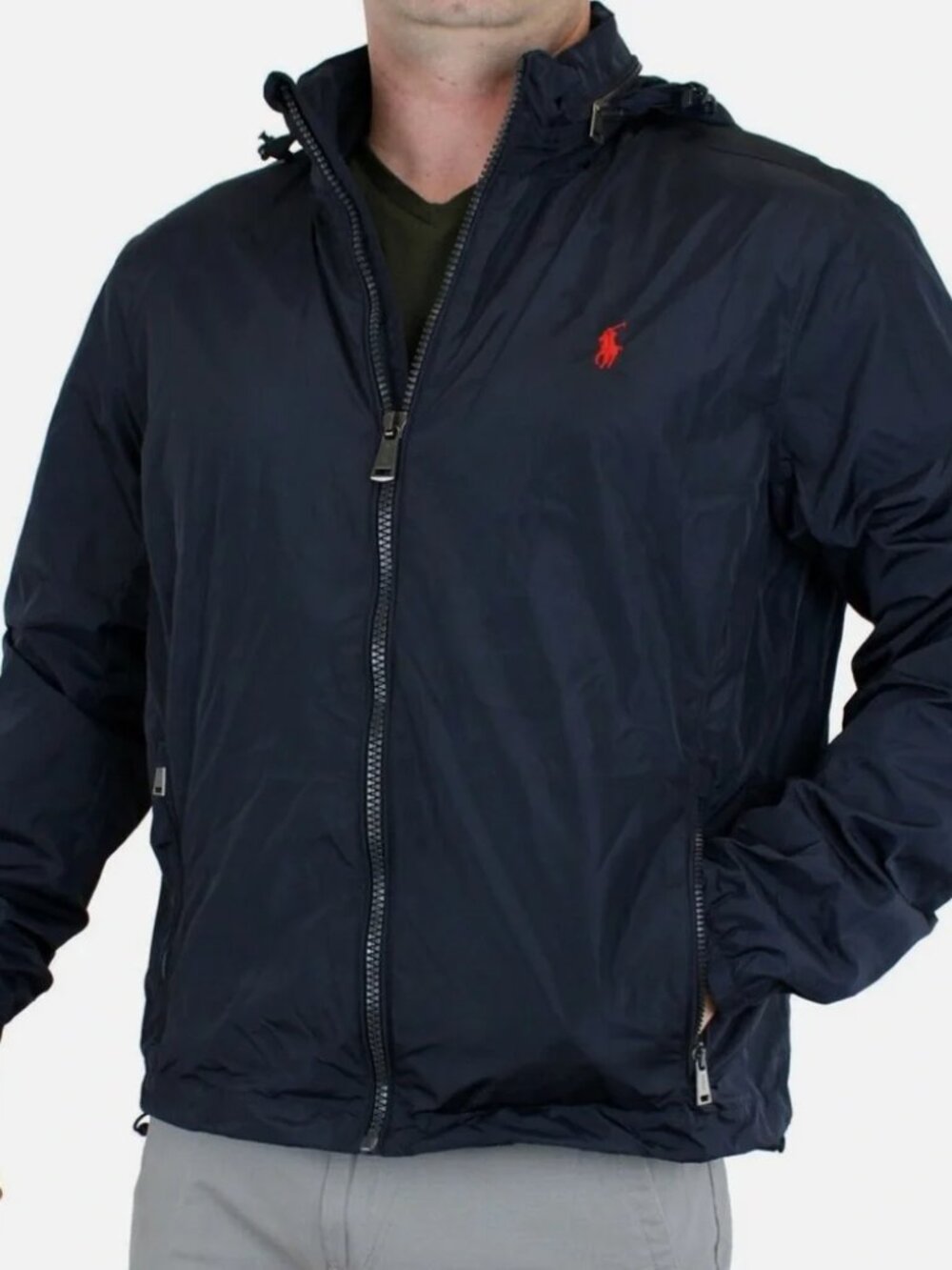 POLO RALPH LAUREN BLACK WINDBREAKER JACKET SHELL PREPPY CLASSIC sz XXL/2XL